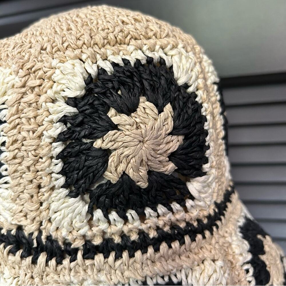 Primark Patchwork Style Adjustable Straw Crochet … - image 7